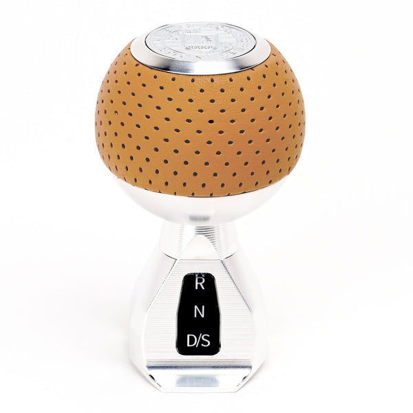 BFI GS2 Heavy Weight Shift Knob, Auto / DSG for Volkswagen Golf MK8 & Atlas Mk1 (2019–2026) - Nougat Brown Air Leather / Machined Finish