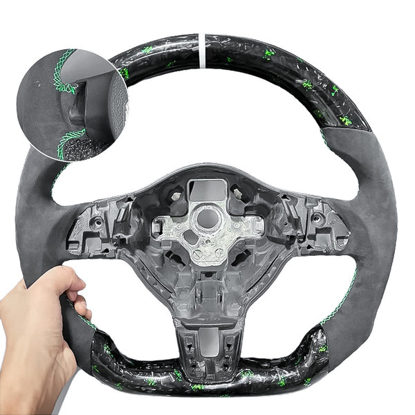 Carbon Fiber Steering Wheel with Leather/Alcantara for VW Golf MK6, Passat, Polo