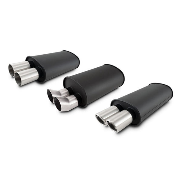 Vibrant Performance Flat Black Universal Muffler with 304 Stainless Steel Exhaust Tip