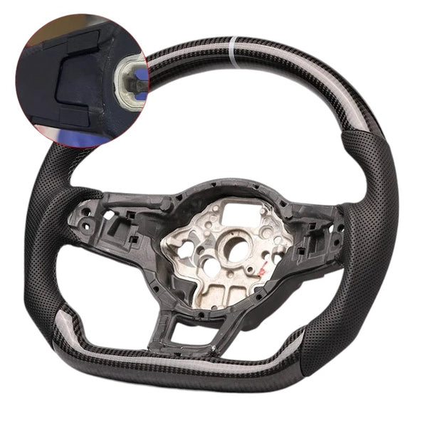 Carbon Fiber Steering Wheel with Leather/Alcantara for VW Golf MK7/7.5, GTI, GTD, GTE, R (2013-2020) - EuroSpeed