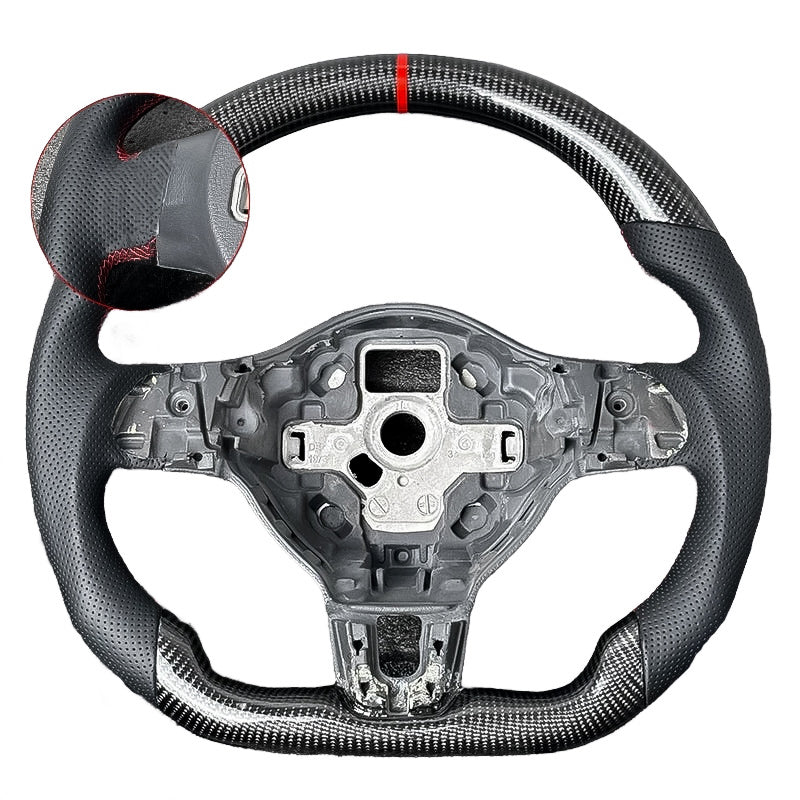 Carbon Fiber Steering Wheel with Leather/Alcantara for VW Golf MK6, Passat, Polo