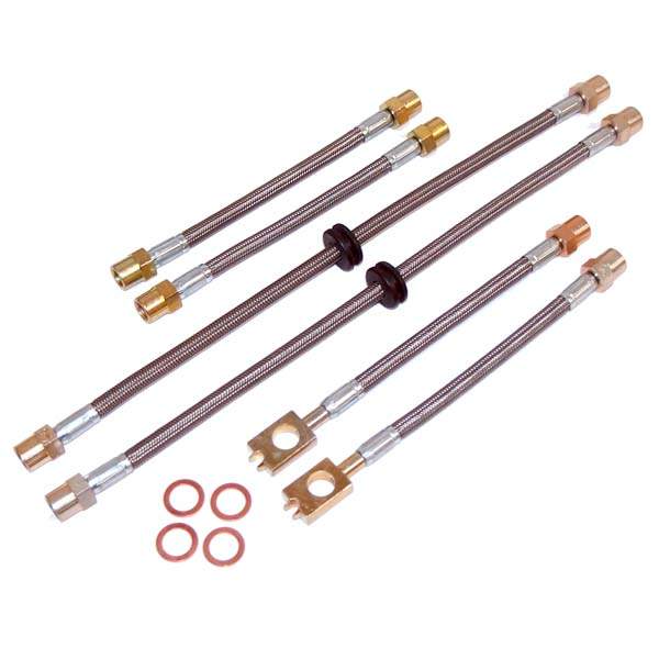 Techtonics Tuning DOT Kevlar Stainless Steel Brake Line Set (for Mk4 Rear Calipers) for Volkswagen Golf MK2 / Jetta A2 V2 (1985–1992)