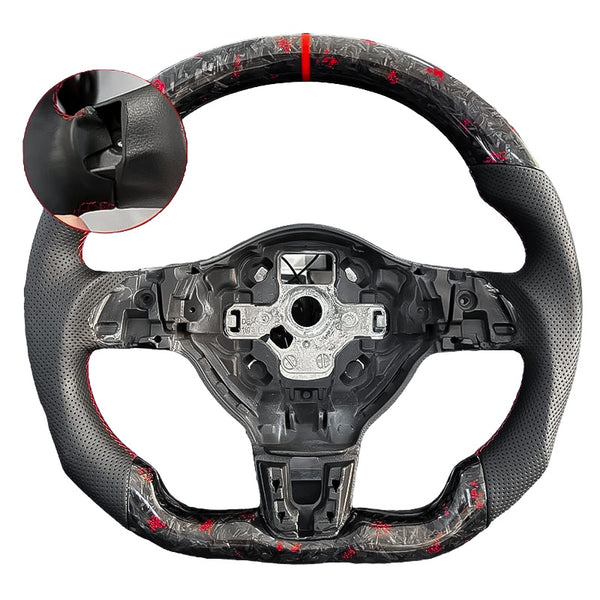 Carbon Fiber Steering Wheel with Leather/Alcantara for VW Golf MK6, Passat, Polo