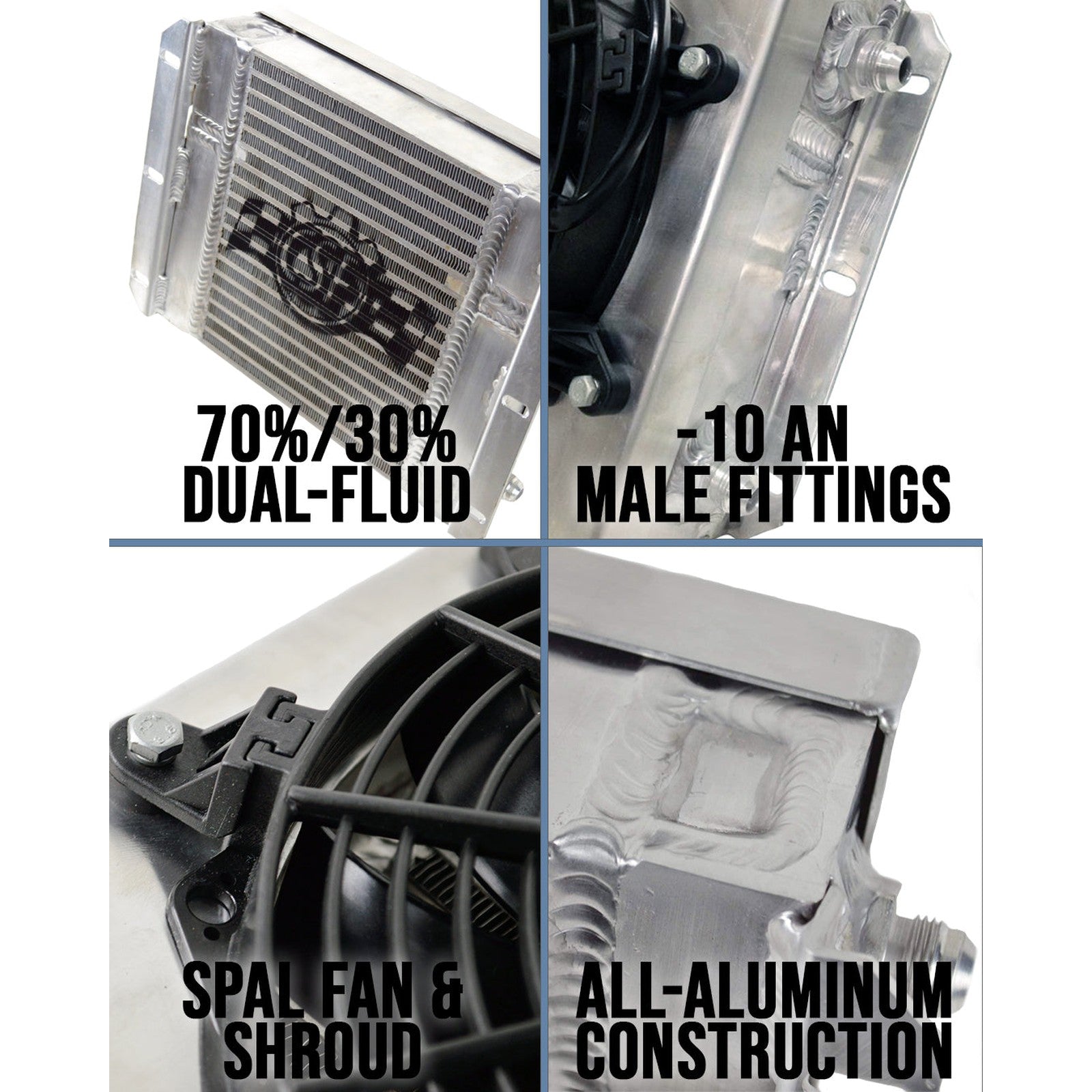CSF Race Oil Cooler for 13.8in x 10in Dual Fluid Bar & Plate HD Oil Cooler w/9in SPAL Fan (Discontinued)