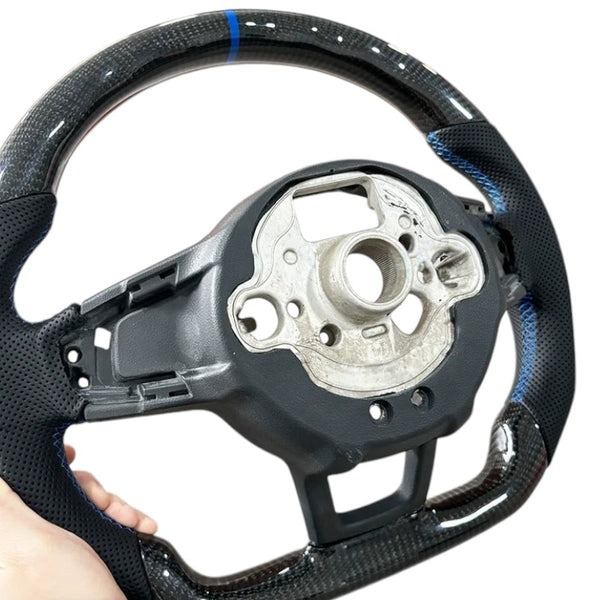 Carbon Fiber Steering Wheel with Leather/Alcantara for VW Golf MK7/7.5, GTI, GTD, GTE, R (2013-2020) - EuroSpeed