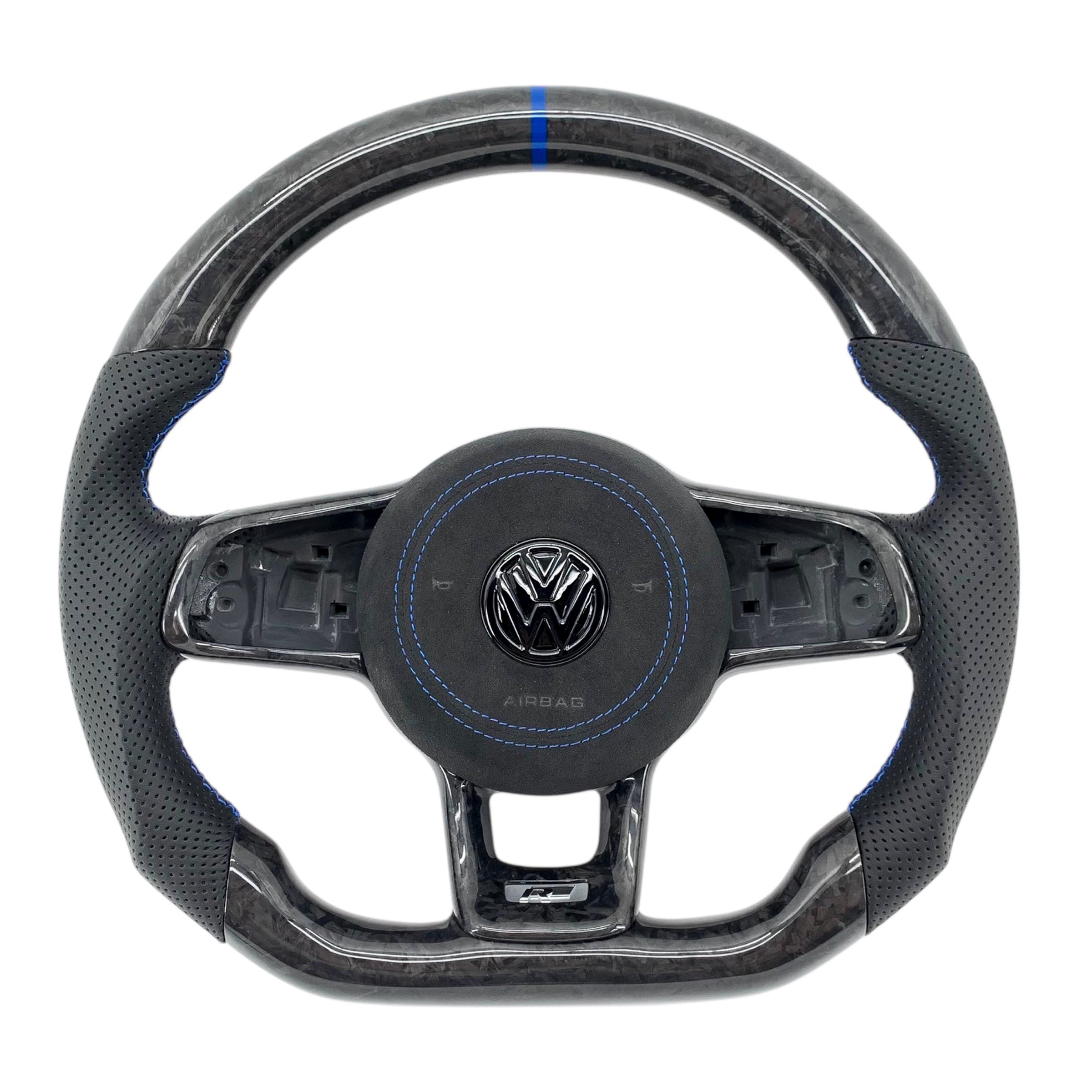 Carbon Fiber Steering Wheel with Leather/Alcantara for VW Golf MK7/7.5, Jetta, Tiguan, Scirocco, Polo, T-Roc
