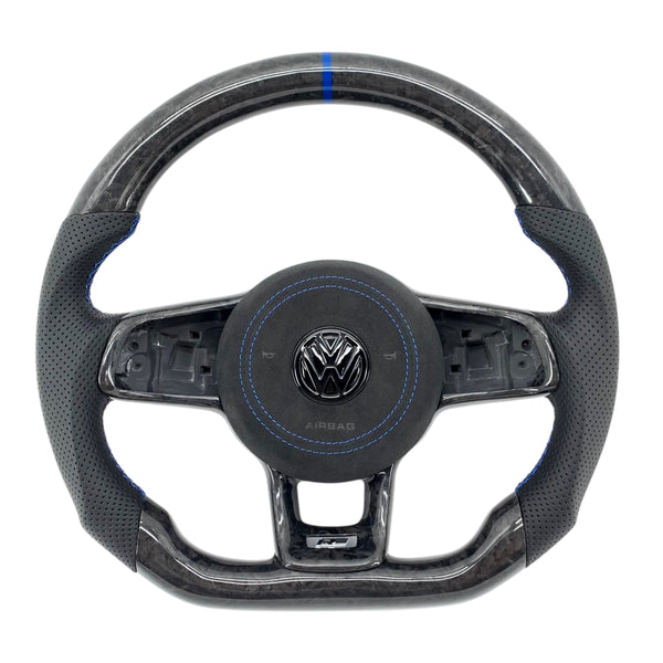 Carbon Fiber Steering Wheel with Leather/Alcantara for VW Golf MK7/7.5, Jetta, Tiguan, Scirocco, Polo, T-Roc