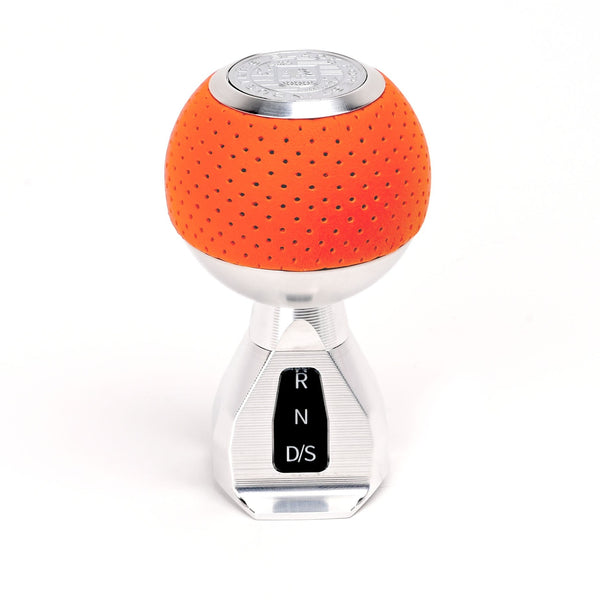 BFI GS2 Heavy Weight Shift Knob, Auto / DSG for Volkswagen Golf MK8 & Atlas Mk1 (2019–2026) - Arancia Mira Orange Air Leather / Machined Finish