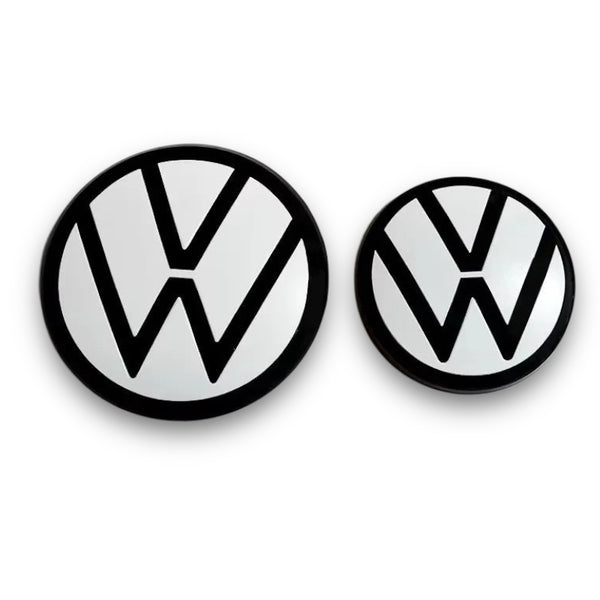 Front & Rear Emblem Covers (White/Black) for Volkswagen Golf 6/7/7.5/8, Passat, Tiguan