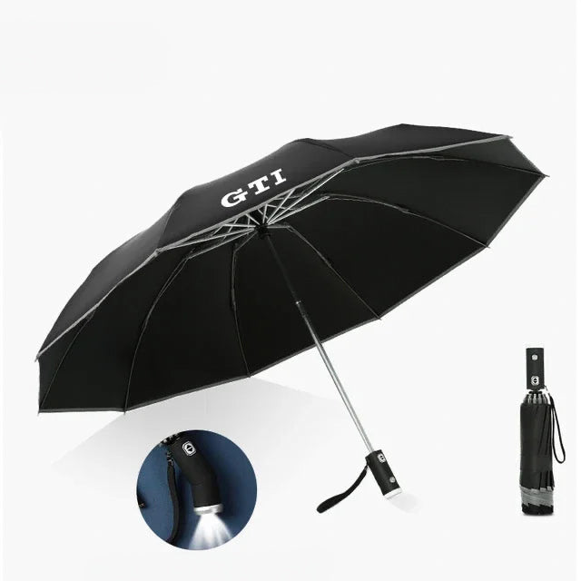 Reflective “GTI” Rain Umbrella - Built-In Flashlight