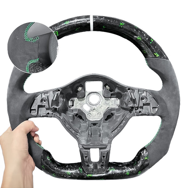 Carbon Fiber Steering Wheel with Leather/Alcantara for VW Golf MK6, Passat, Polo