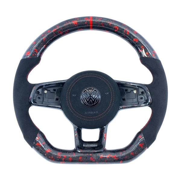 Carbon Fiber Steering Wheel with Leather/Alcantara for VW Golf MK7/7.5, Jetta, Tiguan, Scirocco, Polo, T-Roc