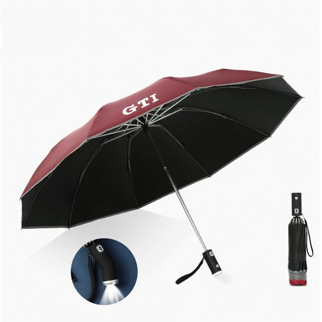 Reflective “GTI” Rain Umbrella - Built-In Flashlight