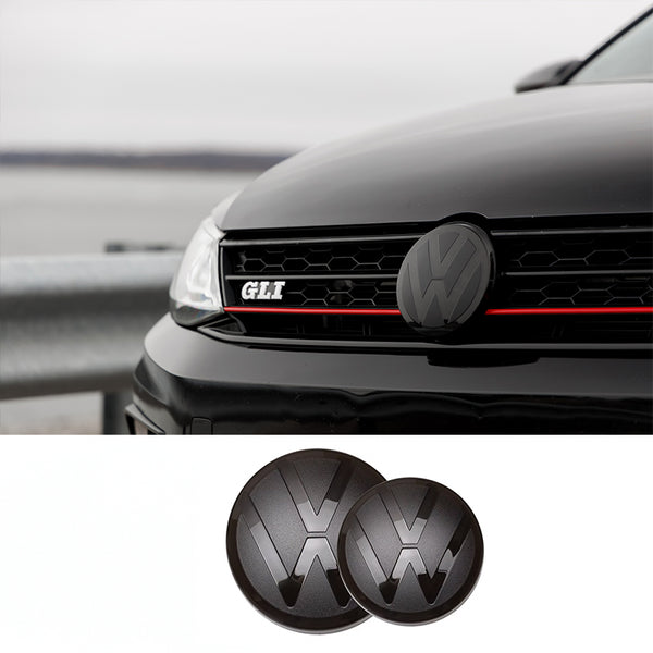 Front & Rear Emblem Covers (Black) for Volkswagen Golf 6/7/7.5/8, Passat, Polo, CC, Jetta, Tiguan