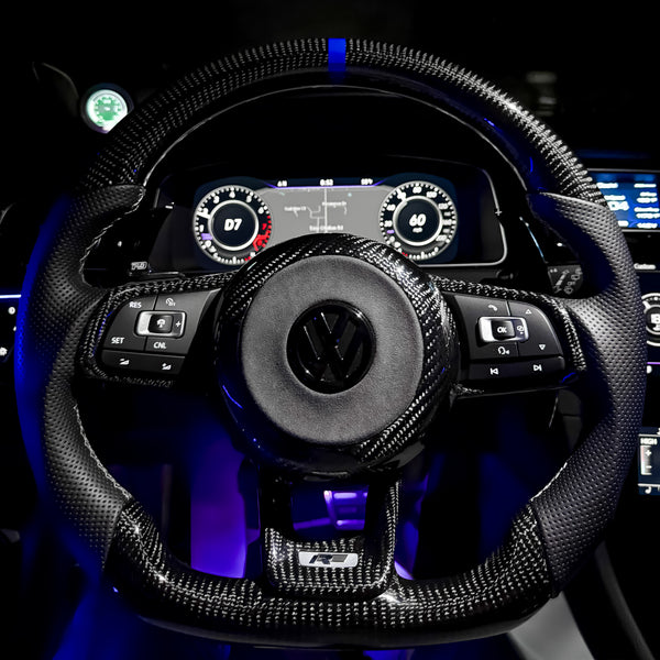 Carbon Fiber Steering Wheel with Leather/Alcantara for VW Golf MK7/7.5, Jetta, Tiguan, Scirocco, Polo, T-Roc