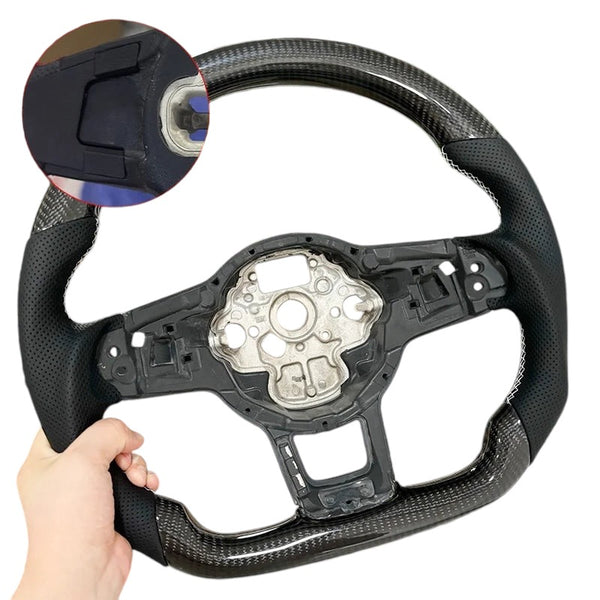 Carbon Fiber Steering Wheel with Leather/Alcantara for VW Golf MK7/7.5, GTI, GTD, GTE, R (2013-2020) - EuroSpeed