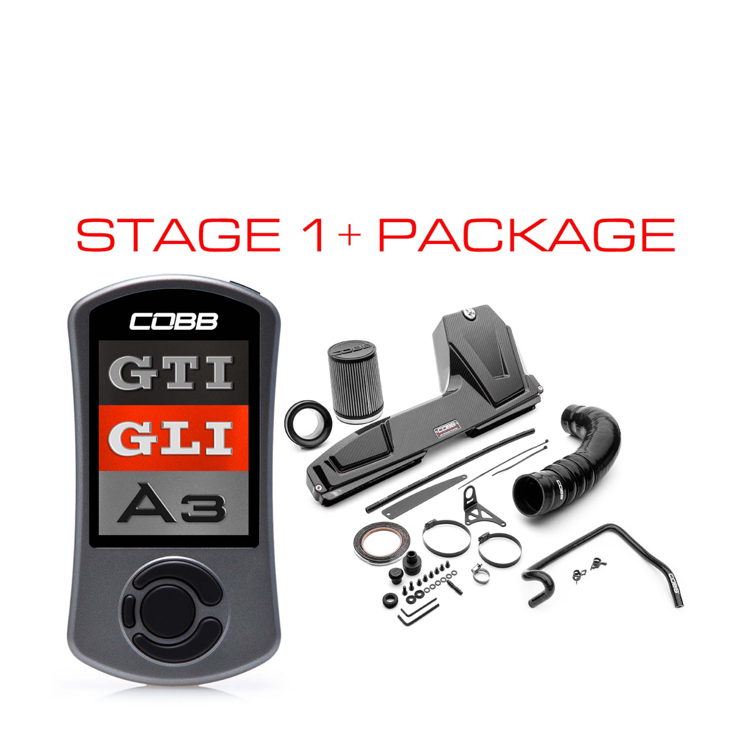 COBB Stage 1+ Redline Carbon Fiber Power Package for Audi A3 8V, Volkswagen Jetta GLI MK7 / Golf GTI MK7 (2015–2021)