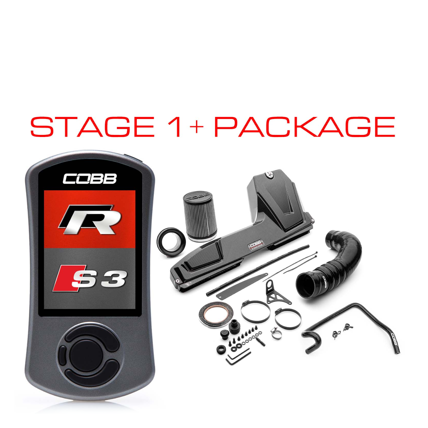 COBB Stage 1+ Redline Carbon Fiber Power Package for Audi S3 8V, Volkswagen Golf R MK7 (2015–2021)
