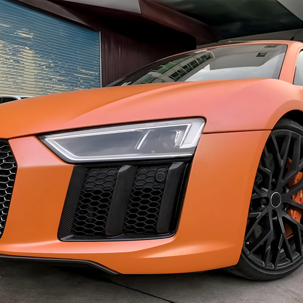 Carbon Fiber Front Bumper Splitter & Fog Light Trim Covers for Audi R8 (2016-2018)