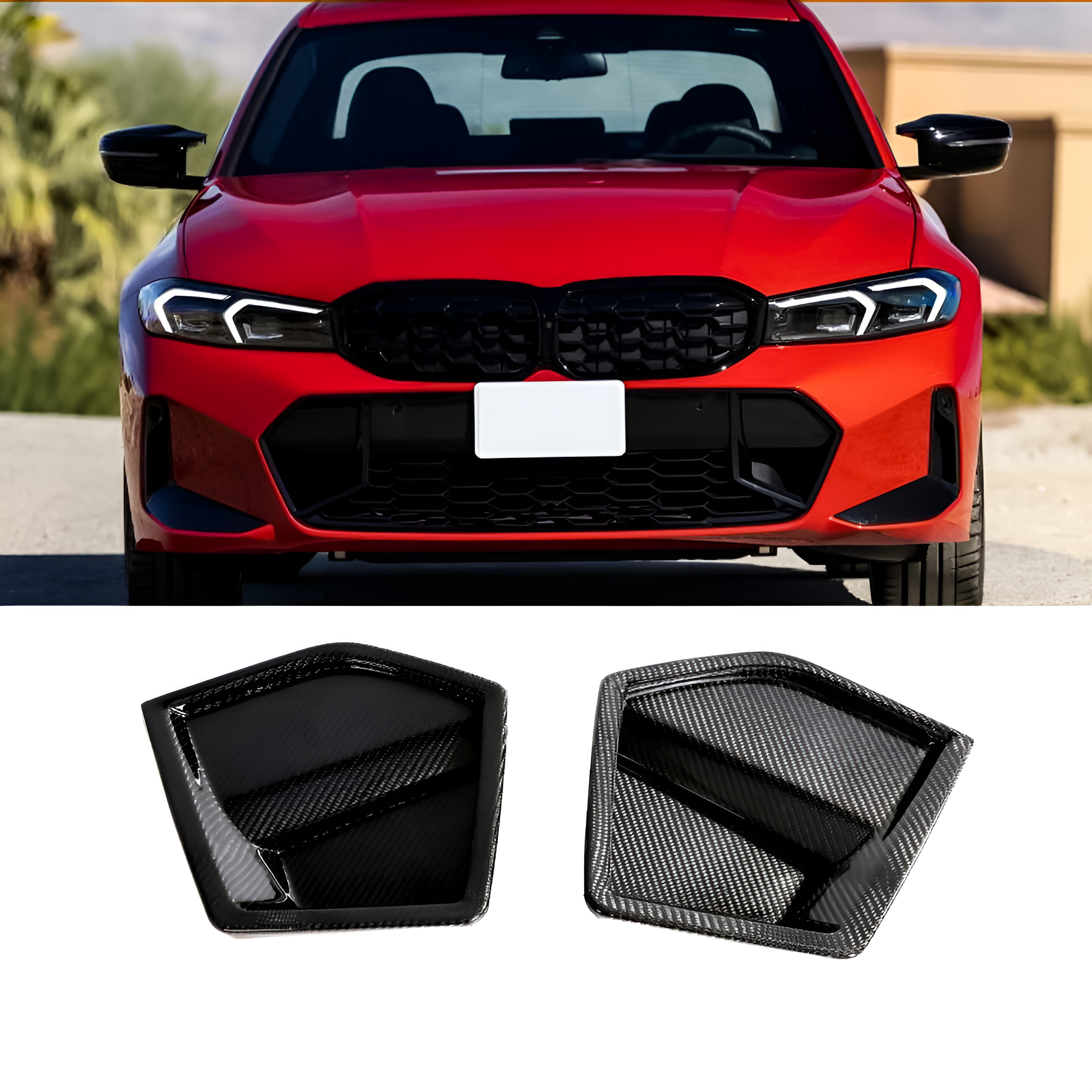 Carbon Fiber Front Bumper Vent Covers for BMW 3 Series G20 / G28 M-Sport Shadow Edition (2022-2023)