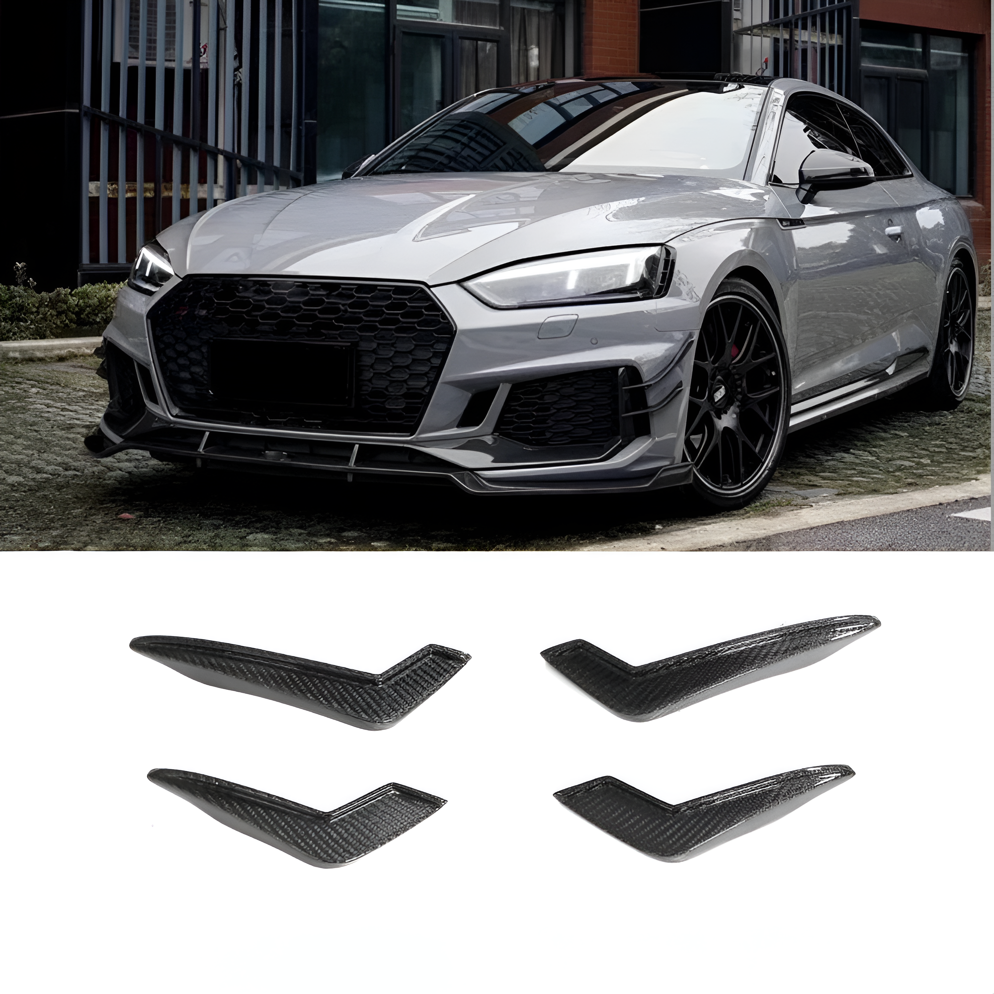 Carbon Fiber Front Canards & Splitters for Audi A5 S-Line / S5 / RS5 B9 (2018-2020)