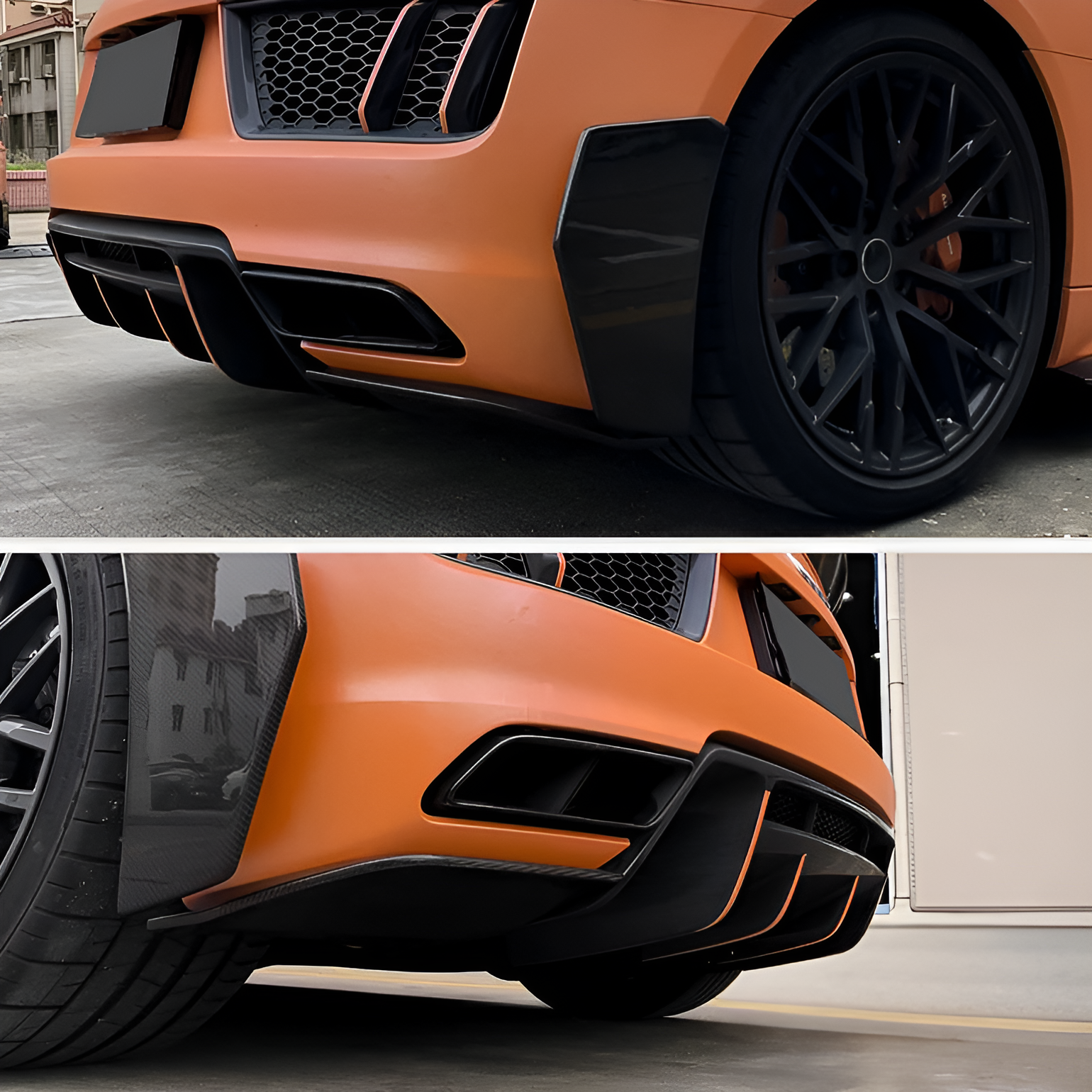 Carbon Fiber Rear Bumper Side Splitters for Audi R8 Coupe / Spyder (2016-2018)