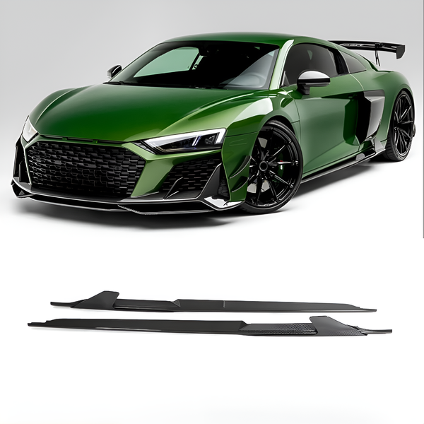 Carbon Fiber Side Skirts Bumper Lip Extensions Upgrade for Audi R8 V10 GT Performance Coupe (2023)