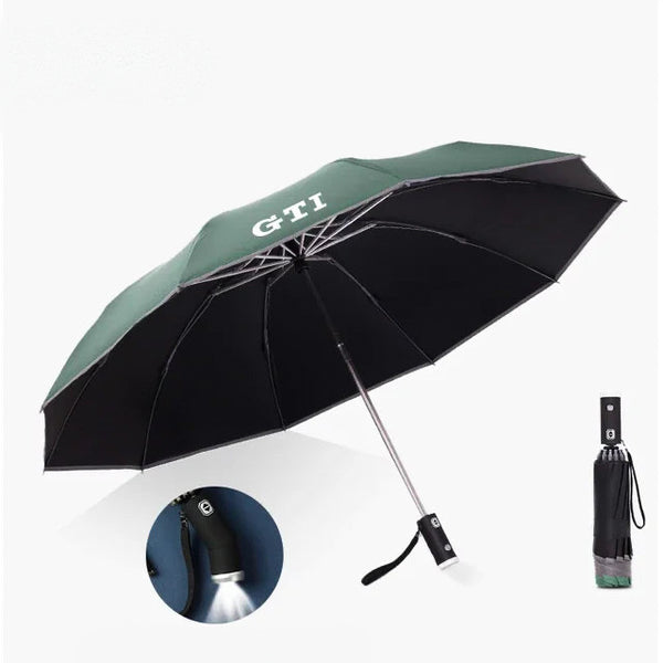 Reflective “GTI” Rain Umbrella - Built-In Flashlight