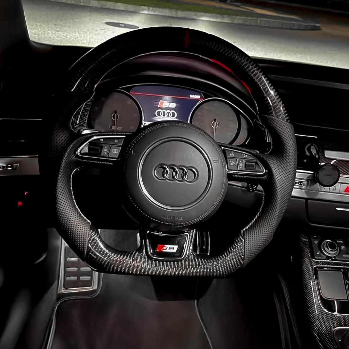 Carbon Fiber Steering Wheel for 2014–2016 A3/S3/RS3 (8V), 2013–2016 Audi A4/S4/RS4 & A5/S5/RS5 (B8.5), 2012–2018 A6/S6/RS6 & A7/S7/RS7 (C7/C7.5) - EuroSpeed