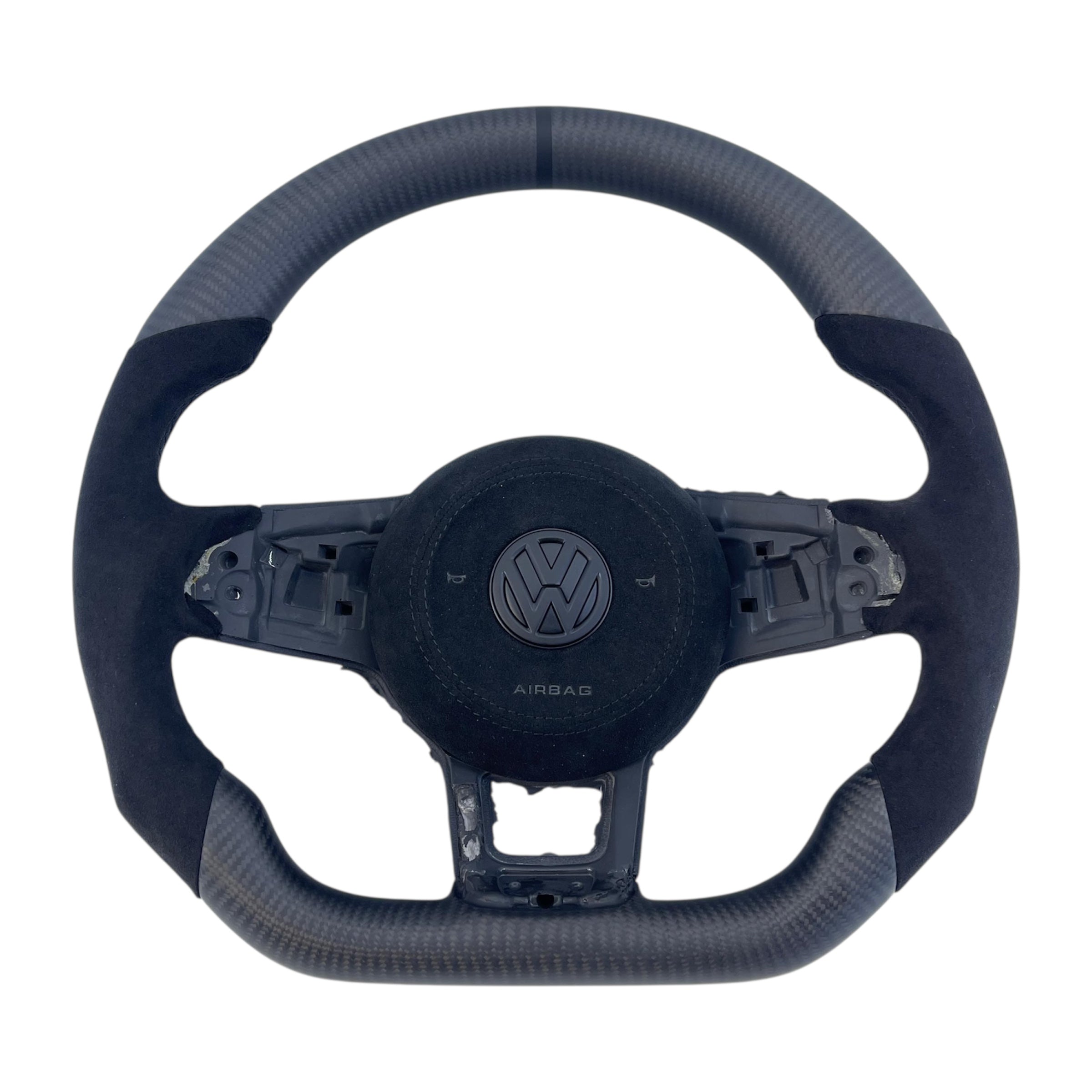 Carbon Fiber Steering Wheel with Leather/Alcantara for VW Golf MK7/7.5, Jetta, Tiguan, Scirocco, Polo, T-Roc