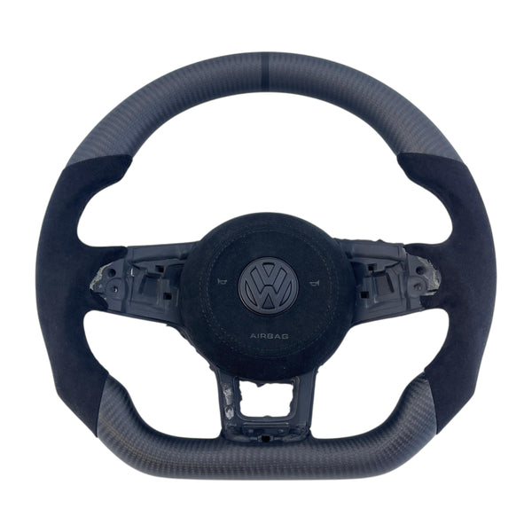 Carbon Fiber Steering Wheel with Leather/Alcantara for VW Golf MK7/7.5, Jetta, Tiguan, Scirocco, Polo, T-Roc