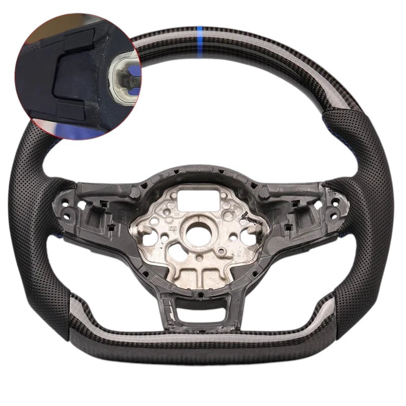 Carbon Fiber Steering Wheel with Leather/Alcantara for VW Golf MK7/7.5, GTI, GTD, GTE, R (2013-2020) - EuroSpeed