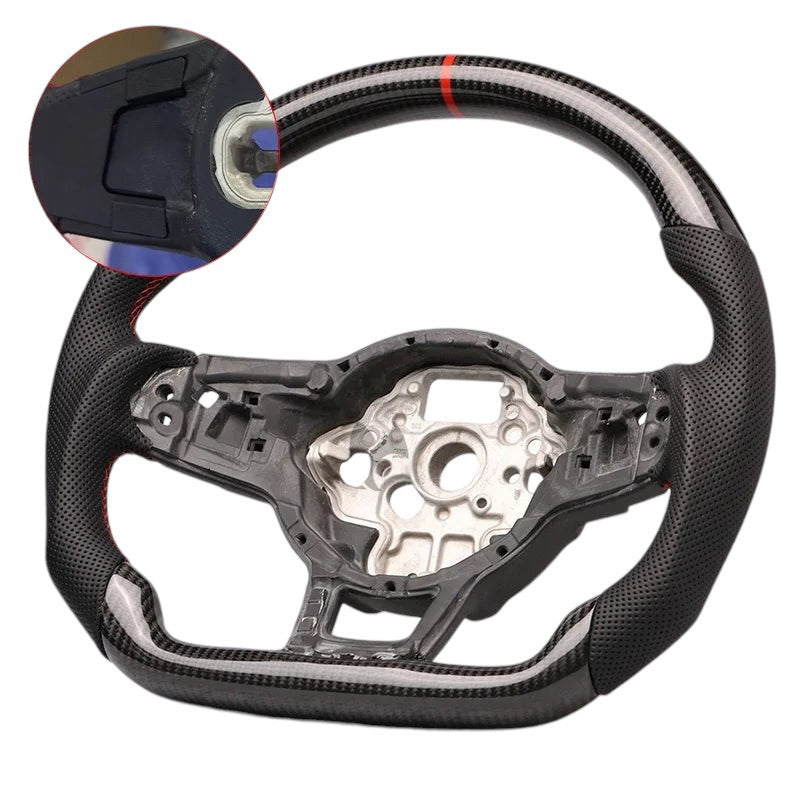 Carbon Fiber Steering Wheel with Leather/Alcantara for VW Golf MK7/7.5, GTI, GTD, GTE, R (2013-2020) - EuroSpeed