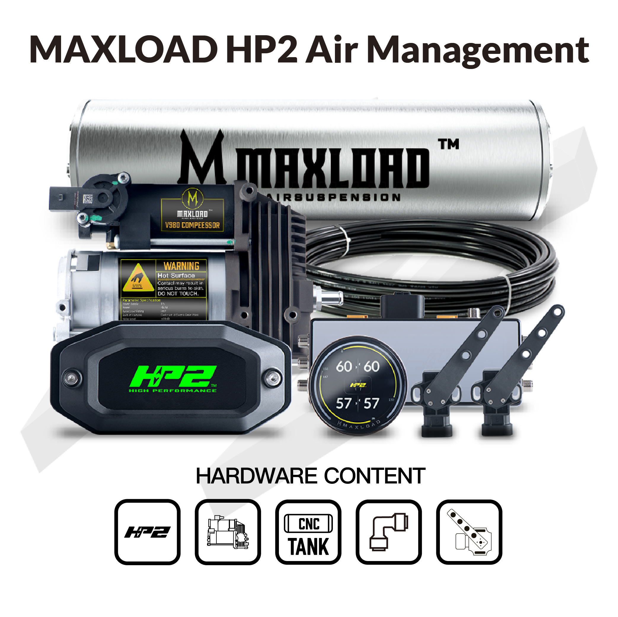 MaxLoad HP2 Air Management Kit - Single V980 Compressor & 4 Gallon Tank
