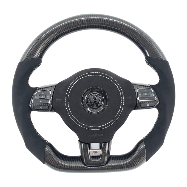 Carbon Fiber Steering Wheel with Leather/Alcantara for VW Golf MK6, Passat, Polo