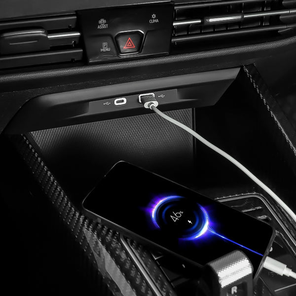 Dual USB-A & USB-C Fast Charger Center Cubby - Volkswagen Golf MK8 (2020-2024)