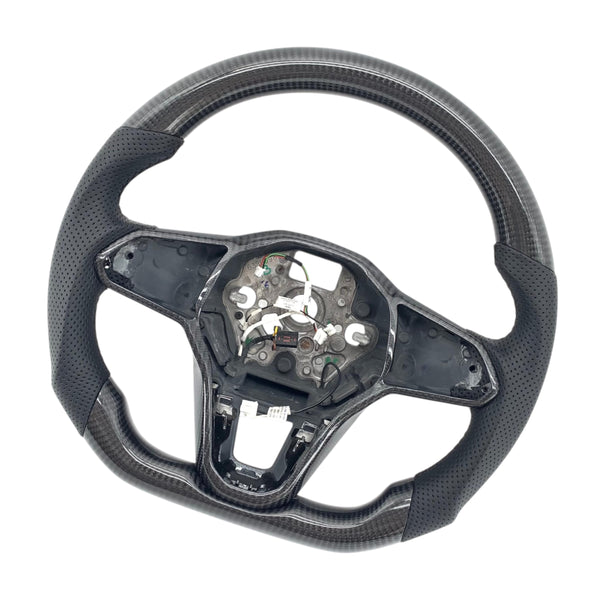 Carbon Fiber Steering Wheel with Leather/Alcantara for VW Golf MK8, Jetta, Passat, Arteon, Tiguan, Taos, Polo, Atlas, ID.4
