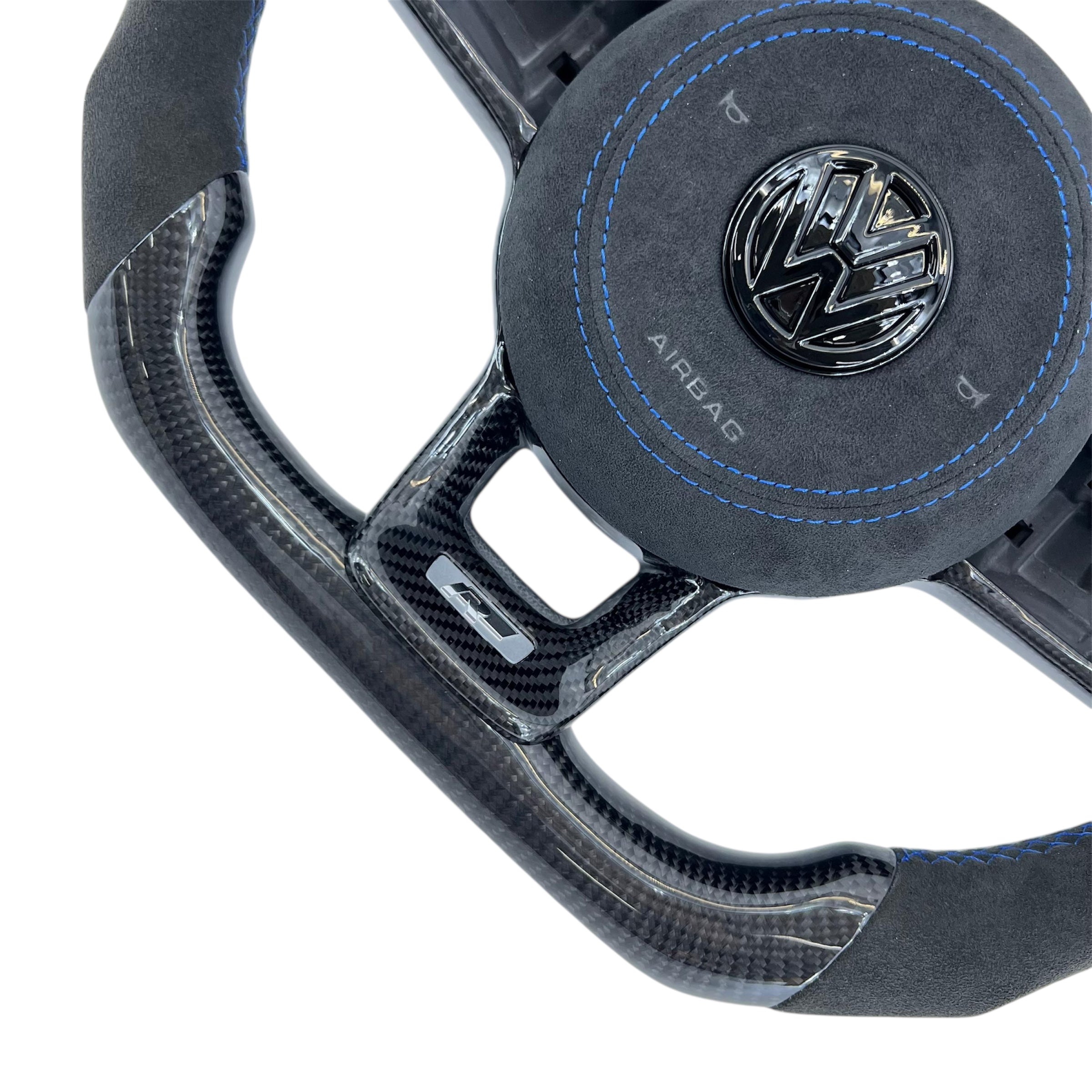 Carbon Fiber Steering Wheel with Leather/Alcantara for VW Golf MK7/7.5, Jetta, Tiguan, Scirocco, Polo, T-Roc