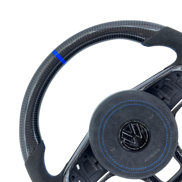 Carbon Fiber Steering Wheel with Leather/Alcantara for VW Golf MK7/7.5, Jetta, Tiguan, Scirocco, Polo, T-Roc