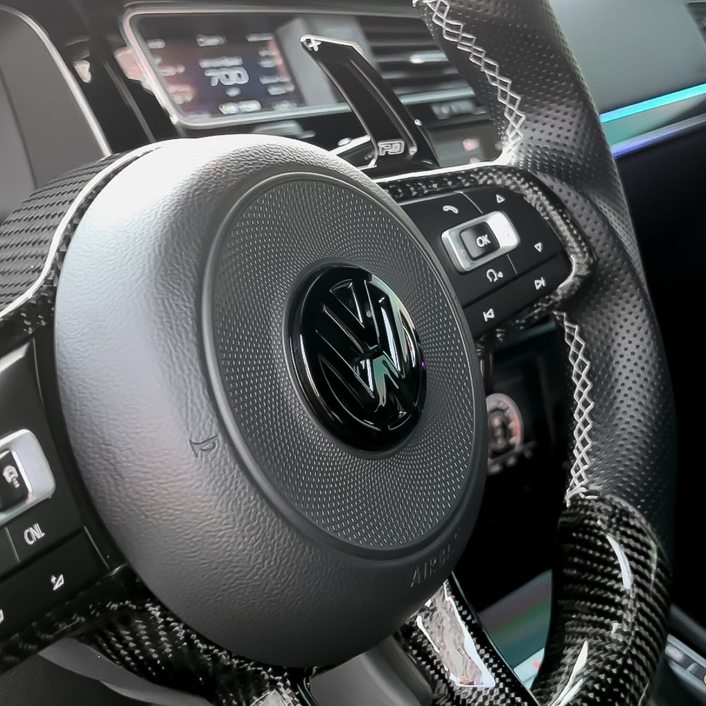Steering Wheel VW Emblem Cover (Gloss Black) for Volkswagen Golf MK7/7.5