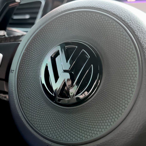 Steering Wheel VW Emblem Cover (Gloss Black) for Volkswagen Golf MK7/7.5