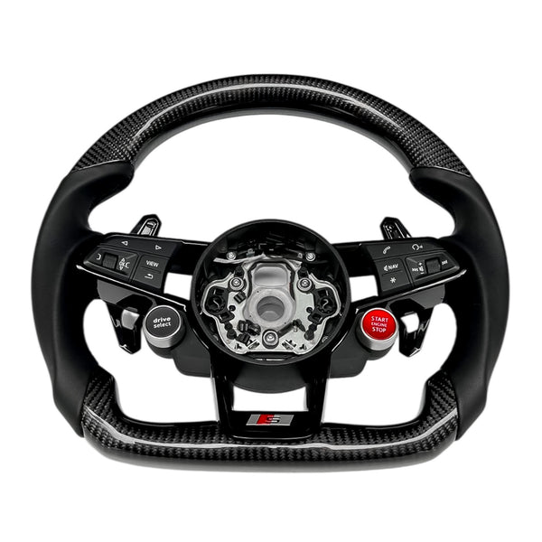 Carbon Fiber Steering Wheel for 2016–2023 TT/TTS/TTRS (8S), 2016–2023 R8 (4S) - EuroSpeed