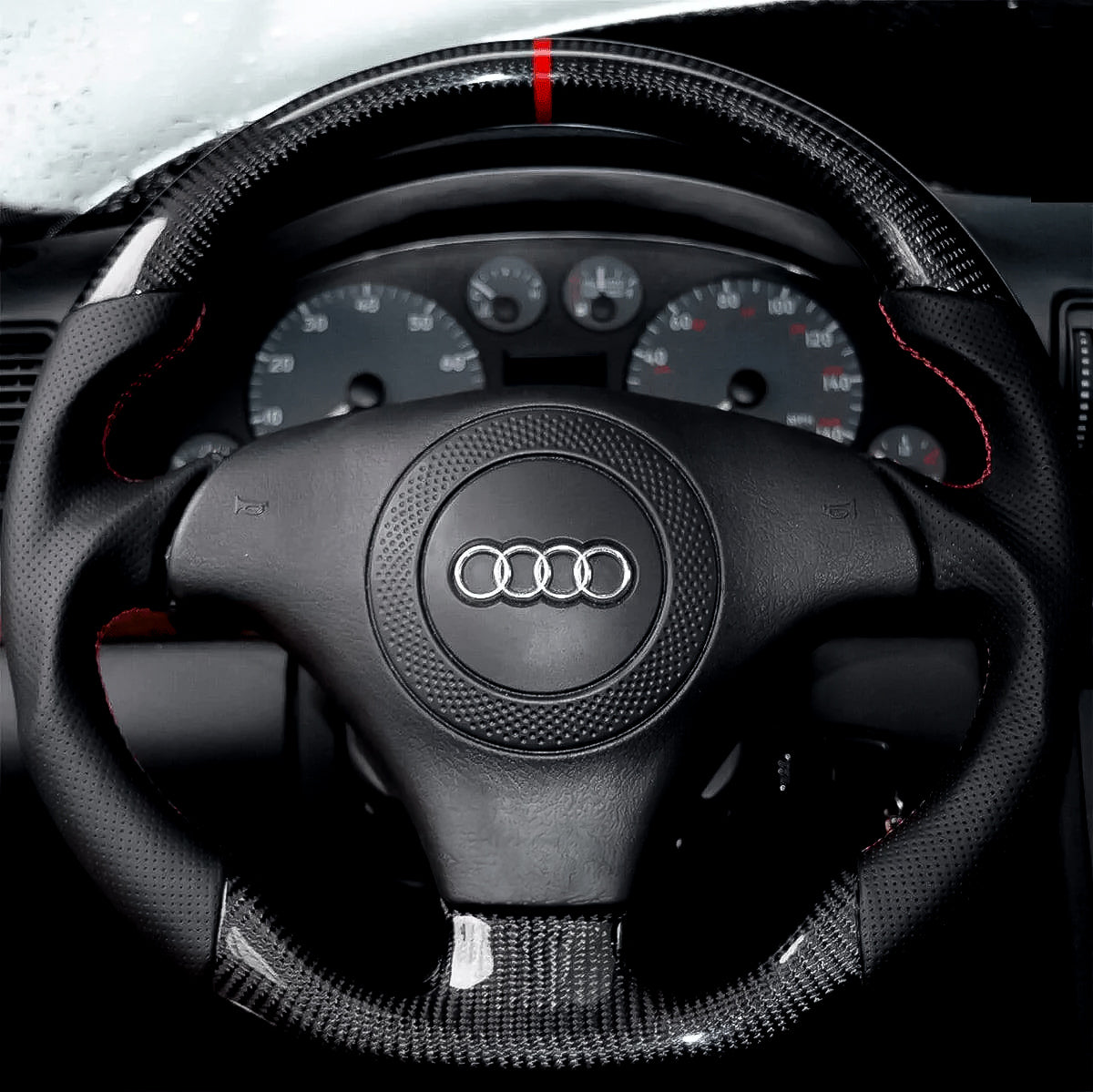 Carbon Fiber Steering Wheel for 2002–2005 Audi A4/S4 (B6) & 1998–2004 A6/S6/RS6 (C5) - EuroSpeed