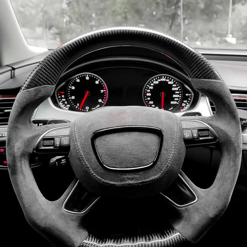 Carbon Fiber Steering Wheel for 2009–2016 Audi A4/A5 (B8/B8.5), 2012–2018 A6/A7 (C7), 2009–2017 Q5/SQ5 (8R)