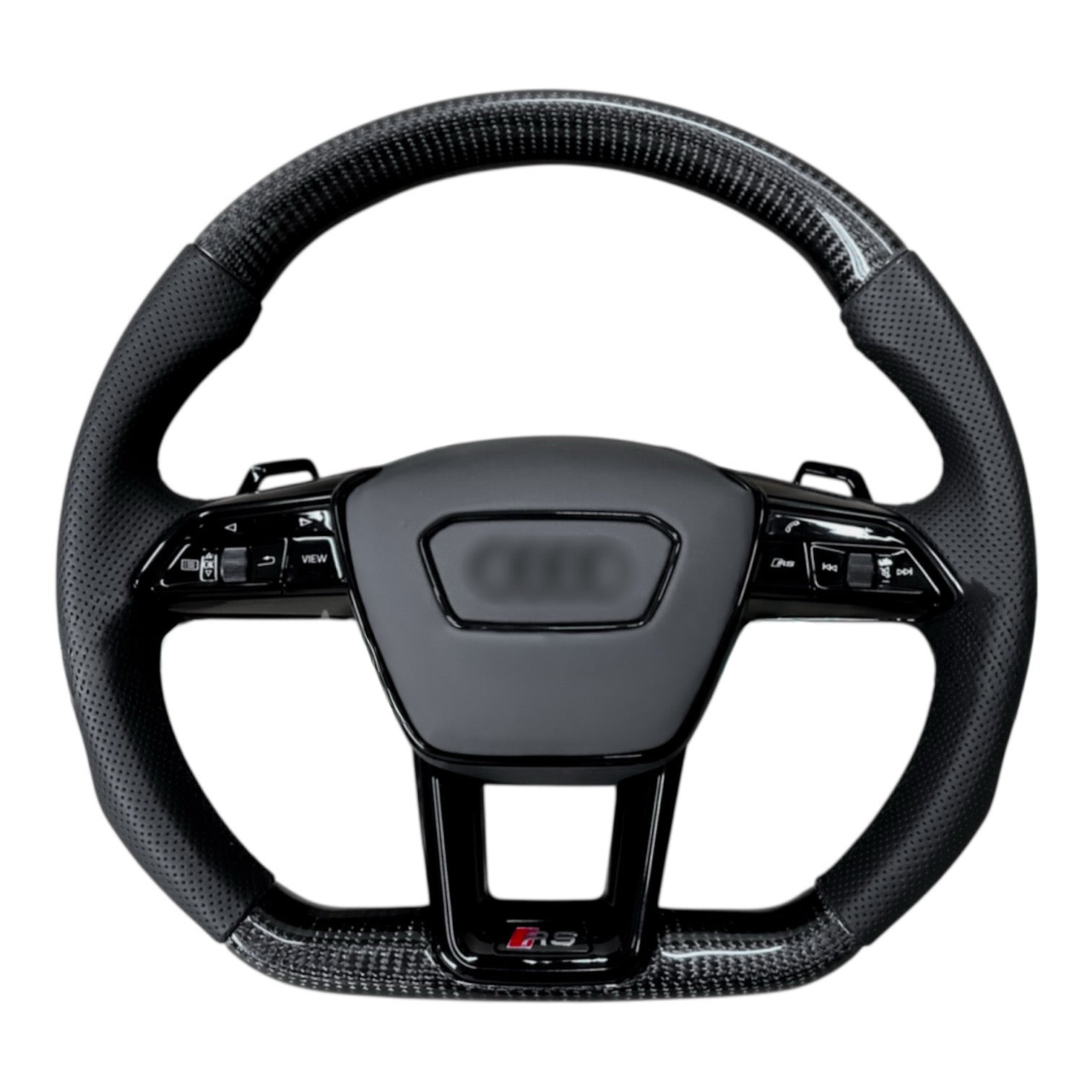 Carbon Fiber Steering Wheel for 2019–2024 Audi A6/S6/RS6, A7/S7/RS7, Q8/SQ8/RSQ8, 2020–2024 Q7/SQ7
