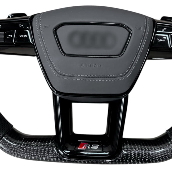 Carbon Fiber Steering Wheel for 2019–2024 Audi A6/S6/RS6, A7/S7/RS7, Q8/SQ8/RSQ8, 2020–2024 Q7/SQ7