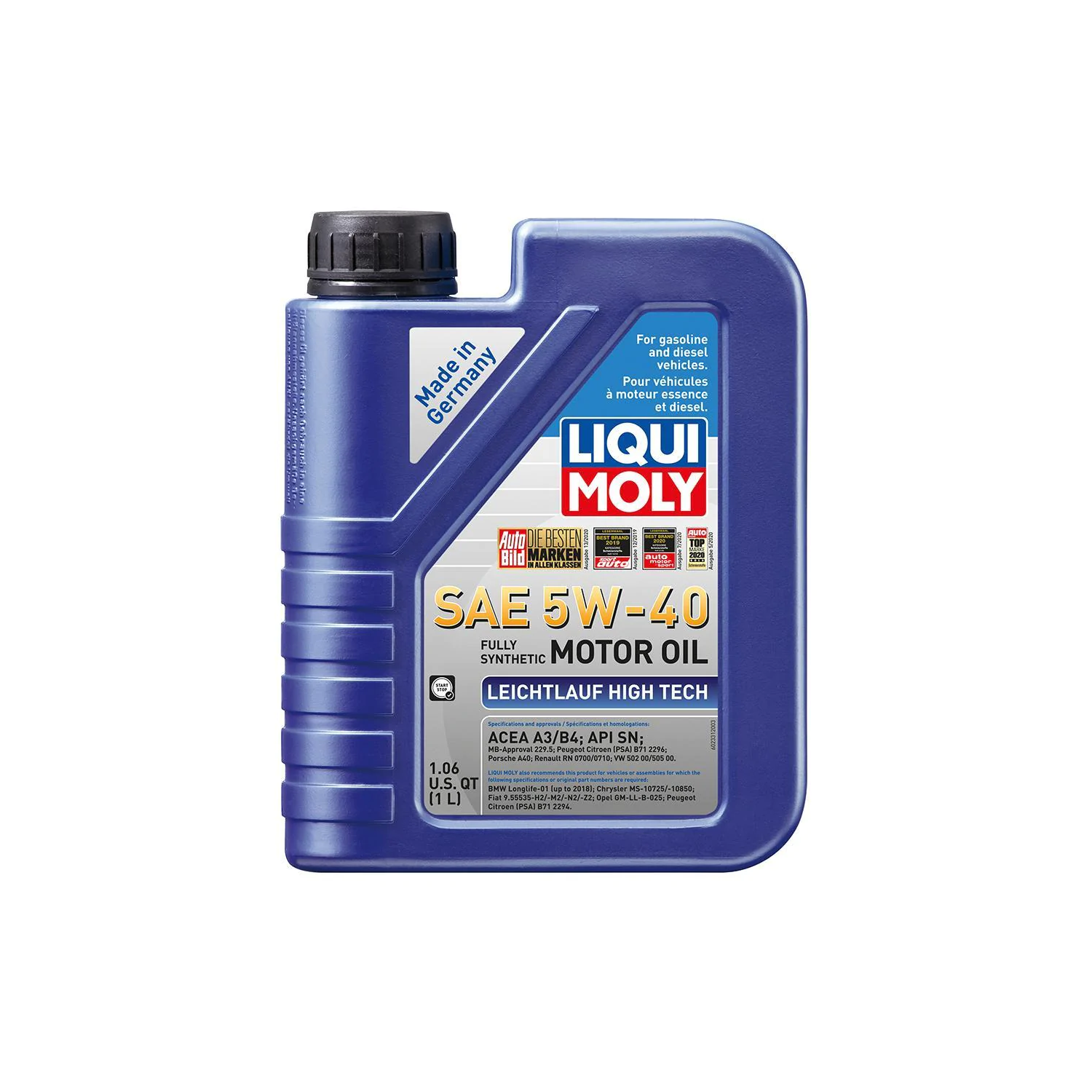 LIQUI MOLY Leichtlauf High Tech Fully Synthetic Motor Oil SAE 5W-40 1L for VW / Audi / BMW