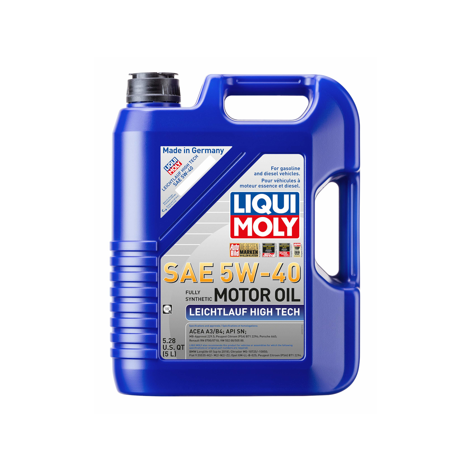 LIQUI MOLY Leichtlauf High Tech Fully Synthetic Motor Oil SAE 5W-40 5L for VW / Audi / BMW