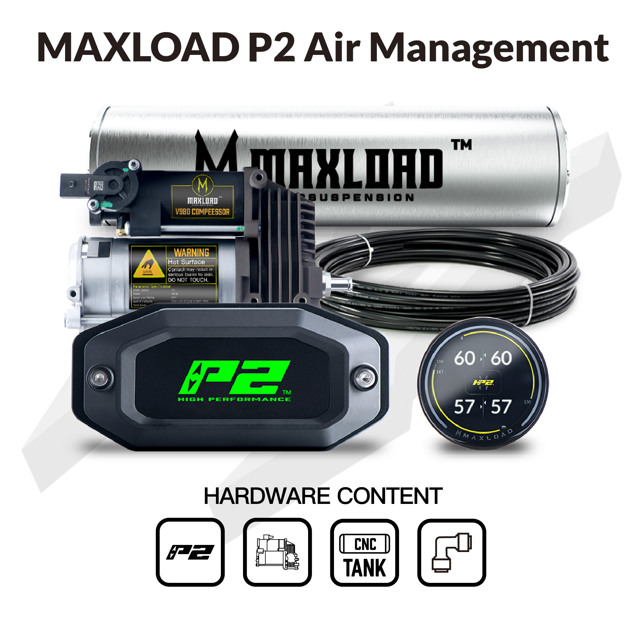 MaxLoad P2 Air Management Kit - Single V980 Compressor & 4 Gallon Tank