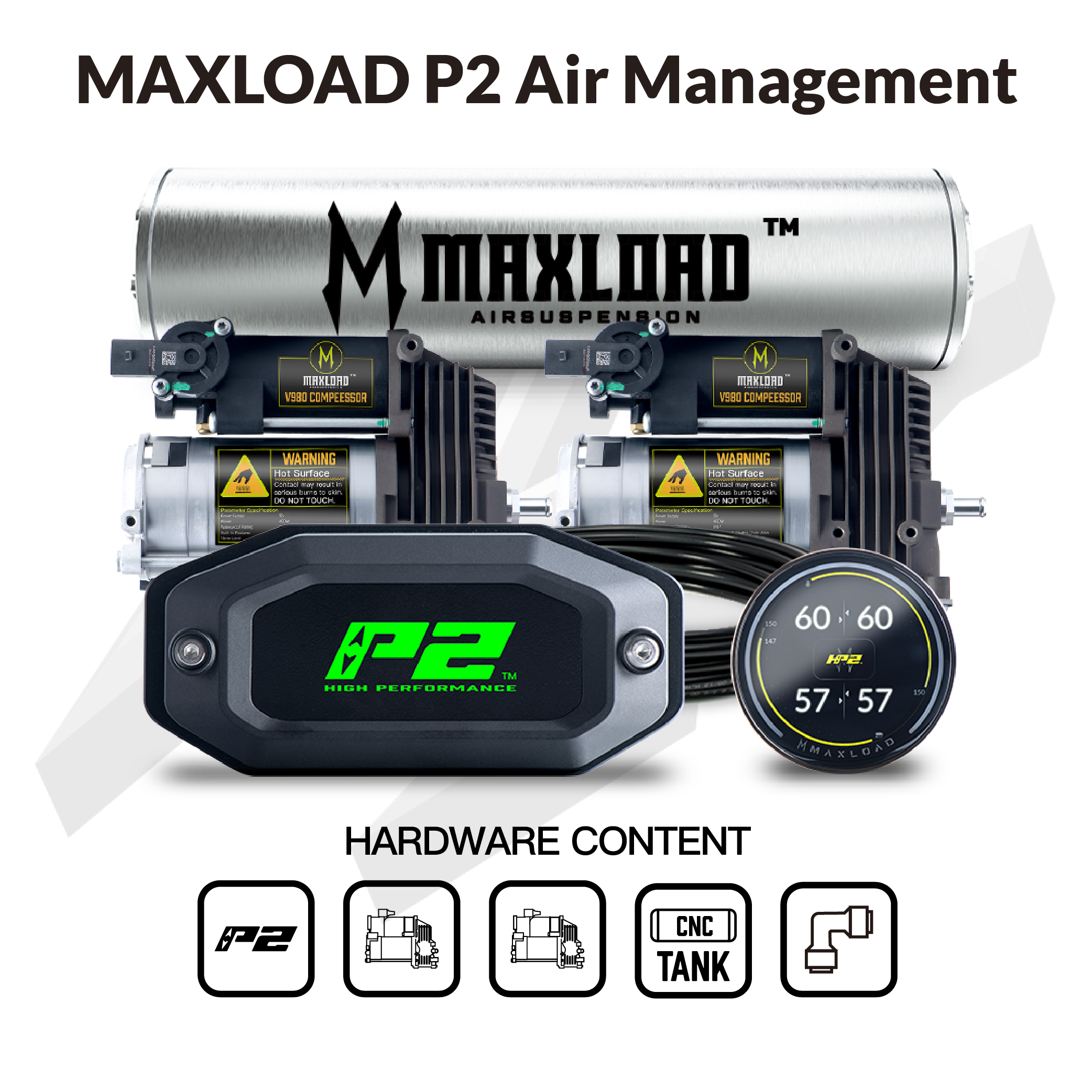 MaxLoad P2 Air Management Kit - Dual V980 Compressors & 4 Gallon Tank